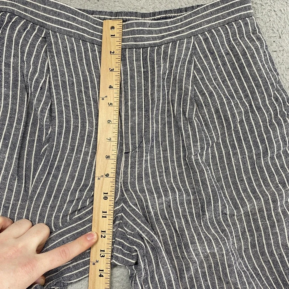 Banana Republic Wide Leg Pants Womens S Blue Stripe Linen Ankle Coastal Beachy